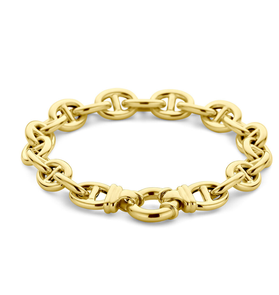 14krt gouden armband marine 10 mm 20,5 cm met groot springslot
